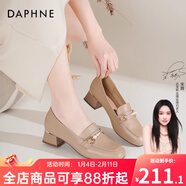 達芙妮官方單鞋女2025春夏新款樂(lè )福鞋女低跟時(shí)尚淑女穆勒鞋通勤百搭女鞋 裸杏色（珍珠水鉆款） 38