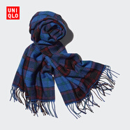 優(yōu)衣庫男裝女裝HEATTECH圍巾格子圍脖學(xué)院風(fēng)保暖478313 64 湖藍色 均碼 (180 × 50 cm)