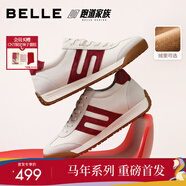 百麗（Belle）【馬年系列】張凌赫同款男休閑鞋小輕甘德訓鞋阿甘鞋8RG01BM5 白色/紅色-單里（高幫款） 38
