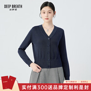 深呼吸DEEP BREATH女裝V領(lǐng)天絲三醋酸蔥紗針織開(kāi)衫女A400713 午夜藍 M (3)