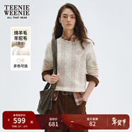 Teenie Weenie小熊女裝毛針織衫2025秋冬新款豎條紋肌理感圓領(lǐng)毛衣 燕麥色 S