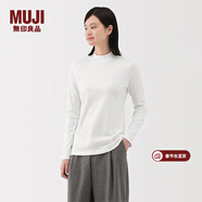 MUJI女式 起毛羅紋編織半高領(lǐng)長(cháng)袖T恤上衣打底衫女款內搭春秋女裝條紋 白色 5A S （155/80A）