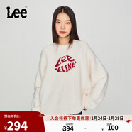 Lee舒適版唇形Logo針織寬松米白色女毛衣休閑潮流