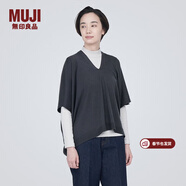 MUJI女式 羊毛 可水洗 高針距 斗篷毛衣 V領(lǐng)針織衫冬季女款 BA1NAA3A 深灰色 XL（165/92A）