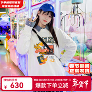 MLB官方男女情侶衛衣LIKE系列長(cháng)袖寬松印花紐約洋基隊NY春季款套頭衫 紐約洋基隊/奶油色/建議拍大一碼 S 165/88A