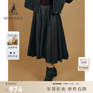 beanpole【新年禮物】明星同款 含綿羊毛 女士職場(chǎng)優(yōu)雅風(fēng)時(shí)尚老錢(qián)風(fēng)百褶裙 深灰色 L 170/92A
