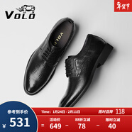 VOLO犀牛男鞋商務(wù)正裝皮鞋冬季男士?jì)仍龈咄笟獾卤刃?黑色 43