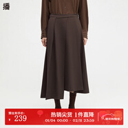 播商場(chǎng)同款不規則設計氣質(zhì)半身裙女24冬新款a字百褶裙BDR4BD3499 O80椒褐 M