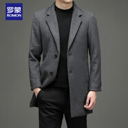 羅蒙羊毛呢大衣男士休閑商務(wù)正裝衣服羊毛外套大衣夾克LL1931灰色XL