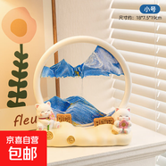 輕奢高檔馬到成功擺件紅酒柜擺臺客廳辦公桌面立體流沙畫(huà)裝飾禮品 有錢(qián)花 招財貓流沙擺件【7寸白框青云直上】