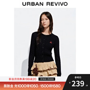 UR2025秋季新款女裝休閑絞花肌理櫻桃刺繡針織開(kāi)衫UYY950116 墨藍 XL