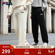 FILA斐樂(lè )官方針織長(cháng)褲秋冬季新款休閑衛褲女子寬松直口運動(dòng)褲衛褲 正黑色-BK M 165/66A/M