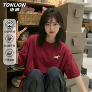 唐獅（TonLion）純棉短袖t恤女裝韓版百搭寬松半袖夏季新款顯瘦內搭小個(gè)子上衣服