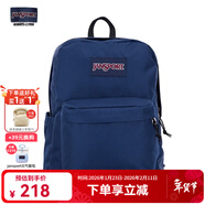 JANSPORT杰斯伯書(shū)包輕便雙肩包男女旅行包簡(jiǎn)約背包電腦包學(xué)生校園 4QUT003海軍藍/藏青色-側邊袋