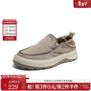 森達男鞋一腳蹬平底休閑鞋舒適透氣布鞋男板鞋帆布鞋V7R13BM3 杏色1NK01BM4 42