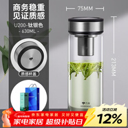 萬(wàn)象（WANXIANG） 玻璃杯單層泡茶杯子茶葉杯辦公室泡茶杯男士商務(wù)水杯大容量水杯 630mlU200-鈦銀色-