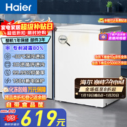 海爾（Haier）100L單溫冰柜小型家用小冰柜商用減霜一級能效冷藏冷凍轉換深冷冷柜小冰箱BC/BD-100GHW9D國家補貼