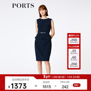 PORTS寶姿春夏款女裝修身連衣裙優(yōu)雅無(wú)袖包臀職業(yè)連衣裙  丈青-1 M (6)