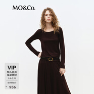 MO&Co.長(cháng)袖上衣2026春新品背心針織衫兩件套高智感一衣多搭MBF1TOPT11 棕咖色 S /160