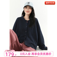 飛鳥(niǎo)和新酒2026春新款時(shí)尚女裝上衣短款寬松純棉小個(gè)子繡花外套女 深藍HRH08 M