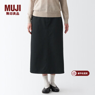 MUJI MUJI 女式 絲光斜紋 裙子半身長(cháng)裙秋冬季簡(jiǎn)約風(fēng)純棉全棉BEK37C2A 黑色 M(160/66A)