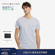 Tommy Hilfiger26春夏新款男裝純棉休閑通勤簡(jiǎn)約內搭百搭圓領(lǐng)短袖上衣T恤 淺灰色PG5 S (推薦：120-135斤)