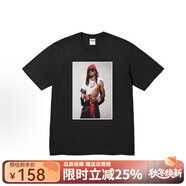 Supreme潮牌SUP圓領(lǐng)寬松短袖T恤男女情侶同款舒適套頭美式潮流上衣t恤 人物照片（黑色） S