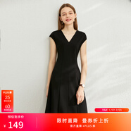 AMII女裝極簡(jiǎn)法式氣質(zhì)連衣裙夏季新修身V領(lǐng)顯瘦大裙擺無(wú)袖背 黑色 L 165/88A