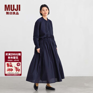 MUJI女式 棉紗 抽褶裙 長(cháng)半身裙女款裙子25年秋季女裝 BE1XTA5A 深藏青色 S (155/62A)
