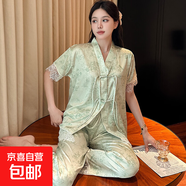 女士睡衣女春夏季三件套國風(fēng)蕾絲裝飾精致紐扣設計WRQS-24012女 WRQS-24069女 XL 【建議120-140斤】