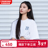 MLB官方 男女情侶明星明星同款老花休閑百搭棉質(zhì)T恤短袖25冬季新款 紐約洋基隊/米白色(25新款) L 175/96A