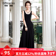 帝弗潤馳 2019新款無(wú)袖打底針織連衣裙 修身拖地長(cháng)裙 春夏純色打底女裙 黑色 L