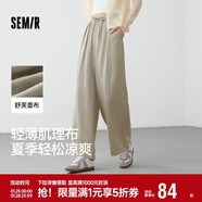 森馬（Semir）休閑褲女肌理長(cháng)褲松弛感25夏季松緊腰闊腿褲山本褲109325127007