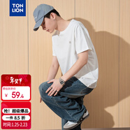 唐獅（TonLion）2025夏男圓領(lǐng)左胸印花短袖T恤 漂白  S 