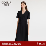歌莉婭v領(lǐng)連衣裙女2025新款壓褶拼接設計感氣質(zhì)通勤小黑裙1C4C4K1A0 00B黑色 XL