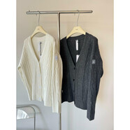 ALO YOGAAL秋冬新款歐美風(fēng)針織衫V領(lǐng)開(kāi)衫上衣女絞花毛衣寬松休閑簡(jiǎn)約外套 白色 S