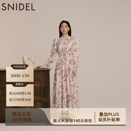 SNIDEL秋冬甜美碎花系帶收腰百褶雪紡連衣裙SWFO245033 粉米色 S （0）