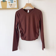 AllItTakesRibbed女士運動(dòng)長(cháng)袖短款螺紋瑜伽運動(dòng)T恤 板栗色99元更軟彈力更 XL 10碼XL碼