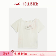 HOLLISTER美式潮流甜美棉質(zhì)露背舒適短袖T恤25夏女裝357-5003 白色 XS (160/80A)