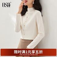 歐莎（OSA）【多色可選】半高領(lǐng)長(cháng)袖T恤女士2025年秋冬季內搭打底衫上衣百搭 米白色A L