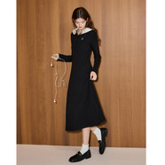 庫恩瑪維（KUHNMARVIN）【紙片人神器】連帽收腰連衣裙女2026年春新款衛衣連身裙K21069 黑色 L