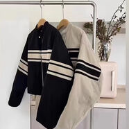 AEMAPE復古小個(gè)子條紋拼接短外套女2026春秋新款寬松顯瘦時(shí)尚百搭上衣潮 米白色 【有里布】 常規 L 【110-130】