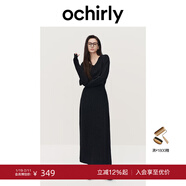 OCHIRLY【季末折扣】羊毛軟糯V領(lǐng)顯瘦舒適極簡(jiǎn)毛針織連衣裙2025秋 深灰 M