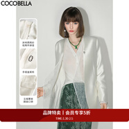 COCOBELLA設計感拼接絲光質(zhì)感西裝女春輕奢風(fēng)氣質(zhì)OL西服SI533 珠光白 L