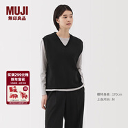 MUJI女式 針織 V領(lǐng) 背心 馬甲 針織衫 25年春季 女裝 馬夾 BA1Q2A5S 黑色 L （165/88A）