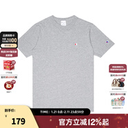 Champion冠軍棉T恤男夏季美式復古運動(dòng)情侶圓領(lǐng)簡(jiǎn)約多巴胺穿搭短袖上衣女 淺灰色/牛津灰 M