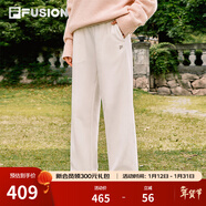 FILA FUSION斐樂(lè )潮牌針織長(cháng)褲女秋季新款時(shí)尚寬松純棉休閑褲 奶霧白-WT L 170/70A/L