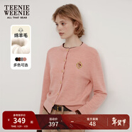 Teenie Weenie小熊秋季綿羊毛軟糯毛針織開(kāi)衫簡(jiǎn)約通勤毛衣外套女裝 粉色 XS (155)