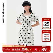 美特斯邦威連衣裙女百搭夏季撞色波點(diǎn)印花復古時(shí)尚氣質(zhì)裙子女 白色 S 155 80A