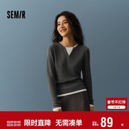 森馬（Semir）森馬毛衣女短款假兩件含羊毛針織衫24冬新款保暖內搭109724107015